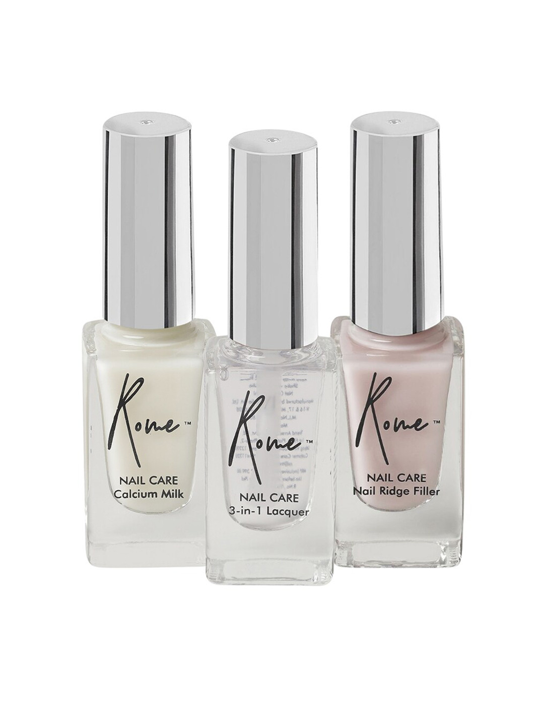 Rome Set of Nail Ridge Filler + Calcium Milk + 3-In-1 Nail Lacquer - 8 ml each
