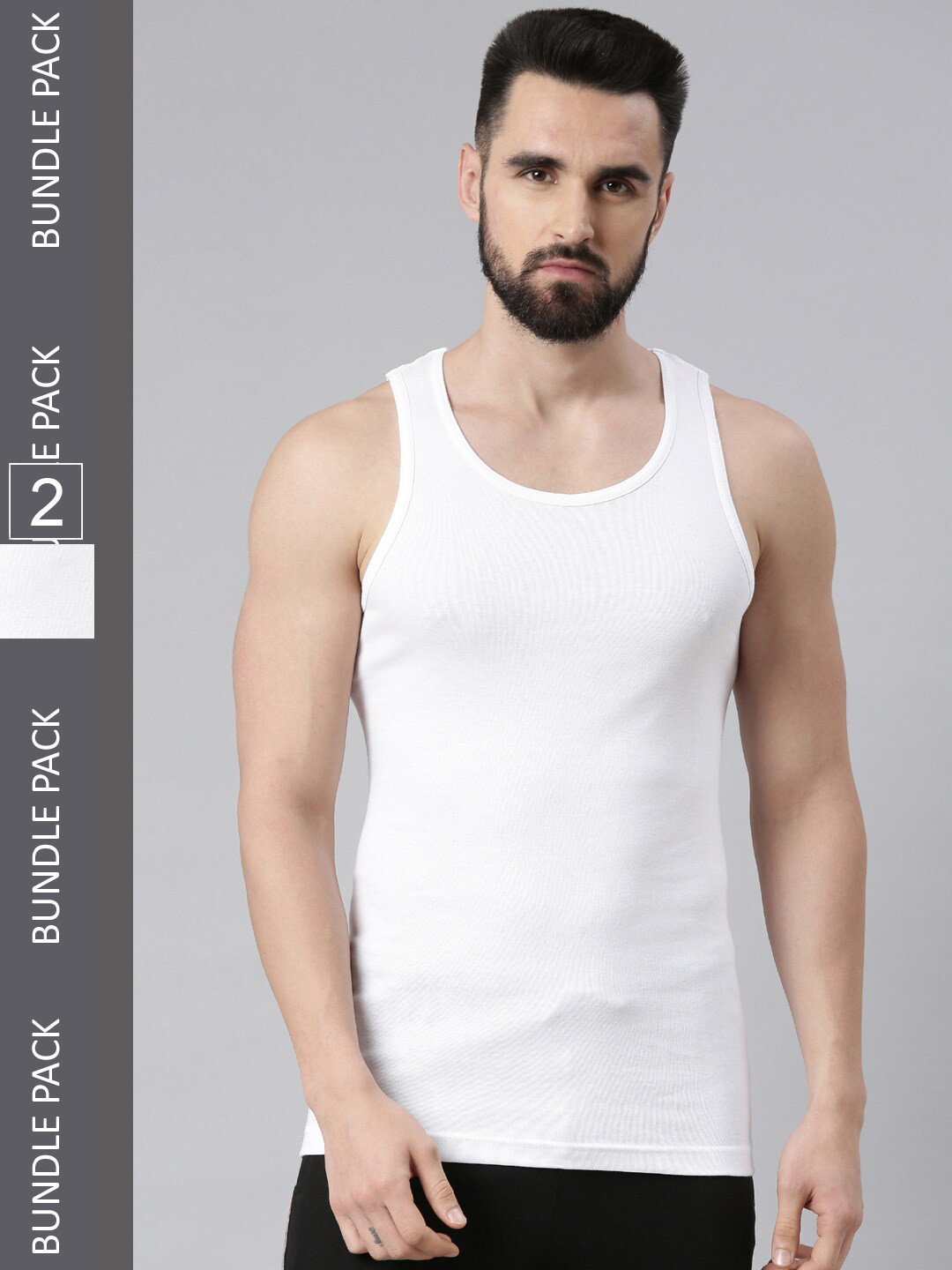 Force NXT Pack Of 2 Men Super Combed Egyptian Cotton Black Vest