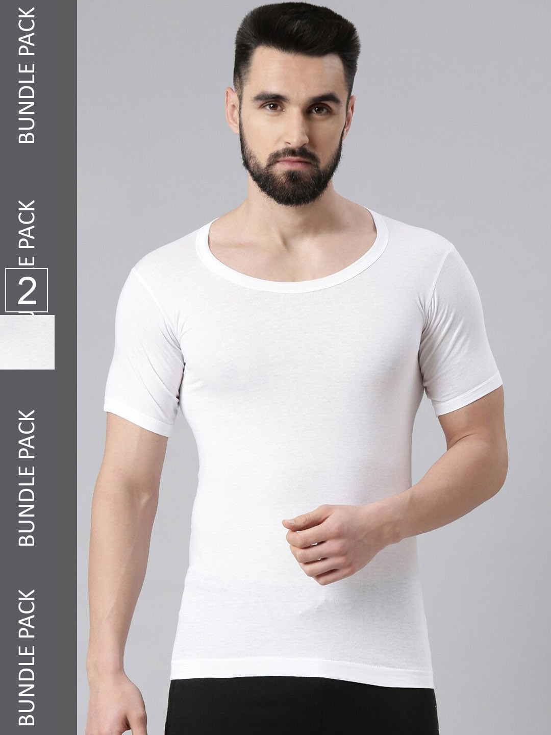 Force NXT Pack Of 2 Men Super Combed Cotton White Sleeved Vest