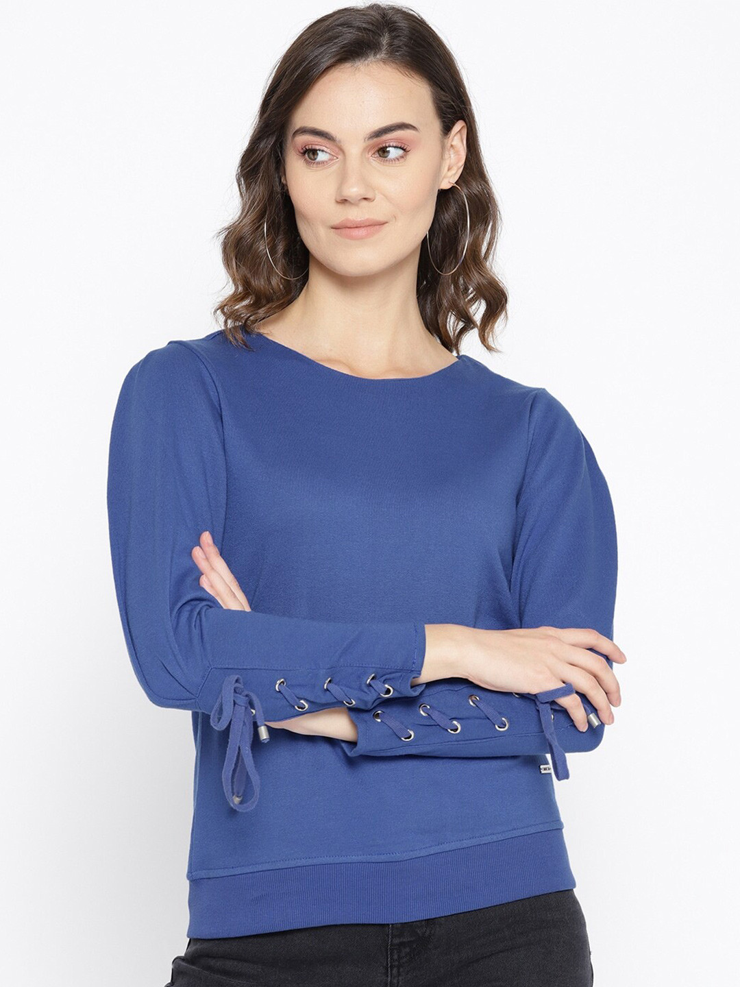 Be Indi Round Neck Pullover Sweatshirt