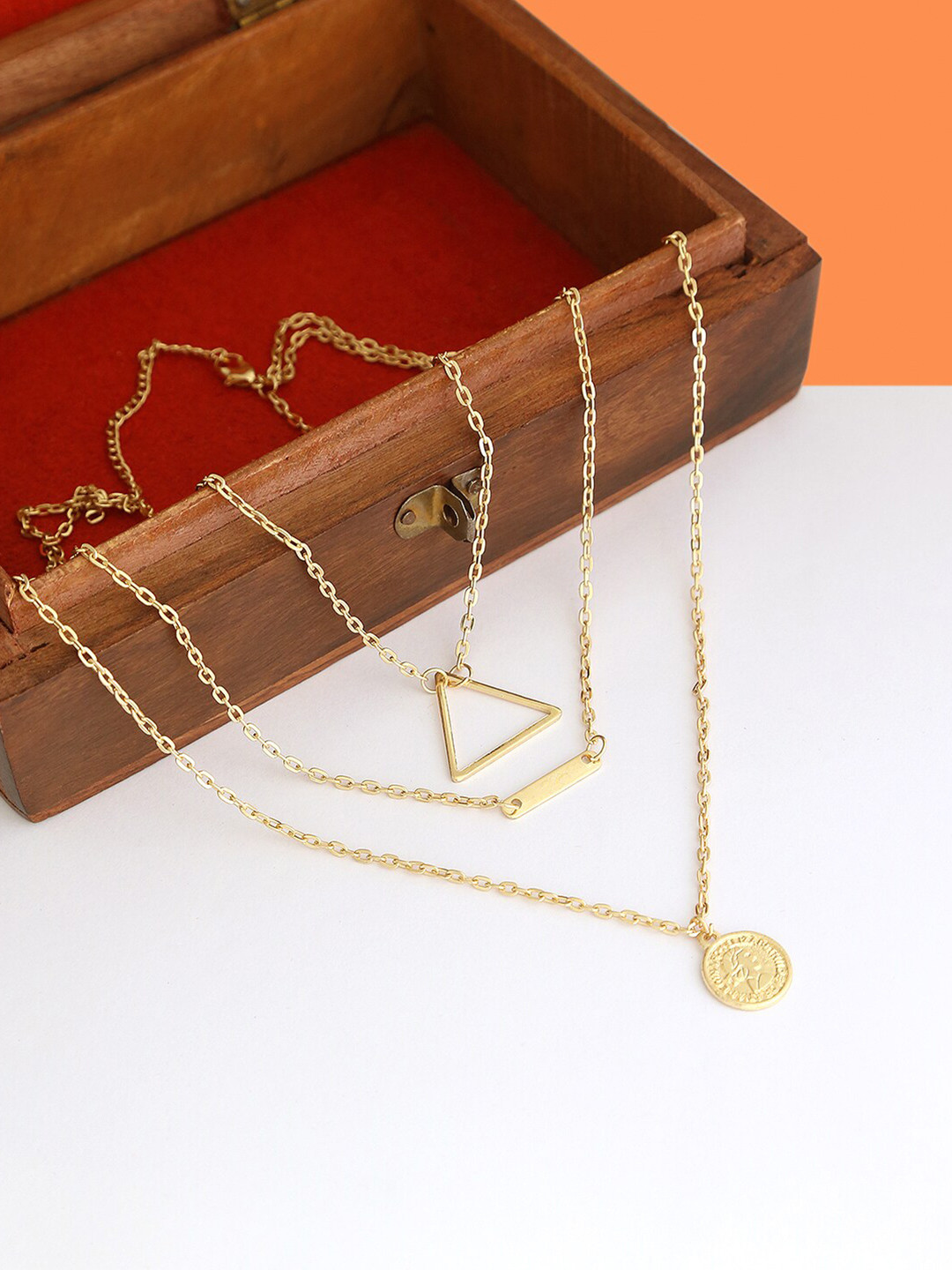The Pari Women Gold-Plated Triangle & Coin Layered Chain