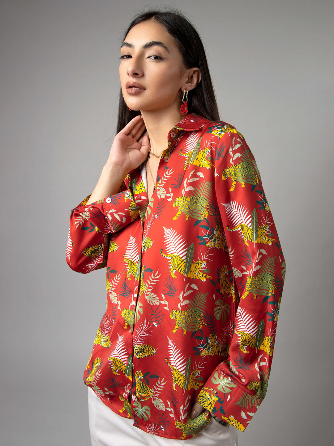 NEOFAA Women Tiger Printed Shirt