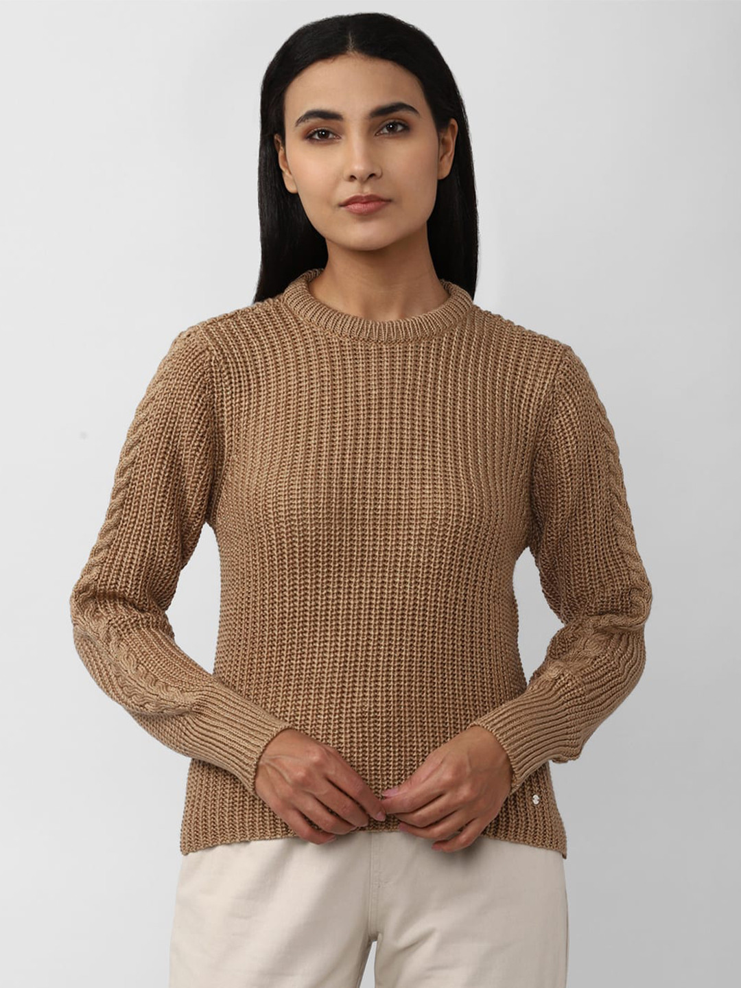 Van Heusen Woman Cable Knit Cotton Pullover Sweater
