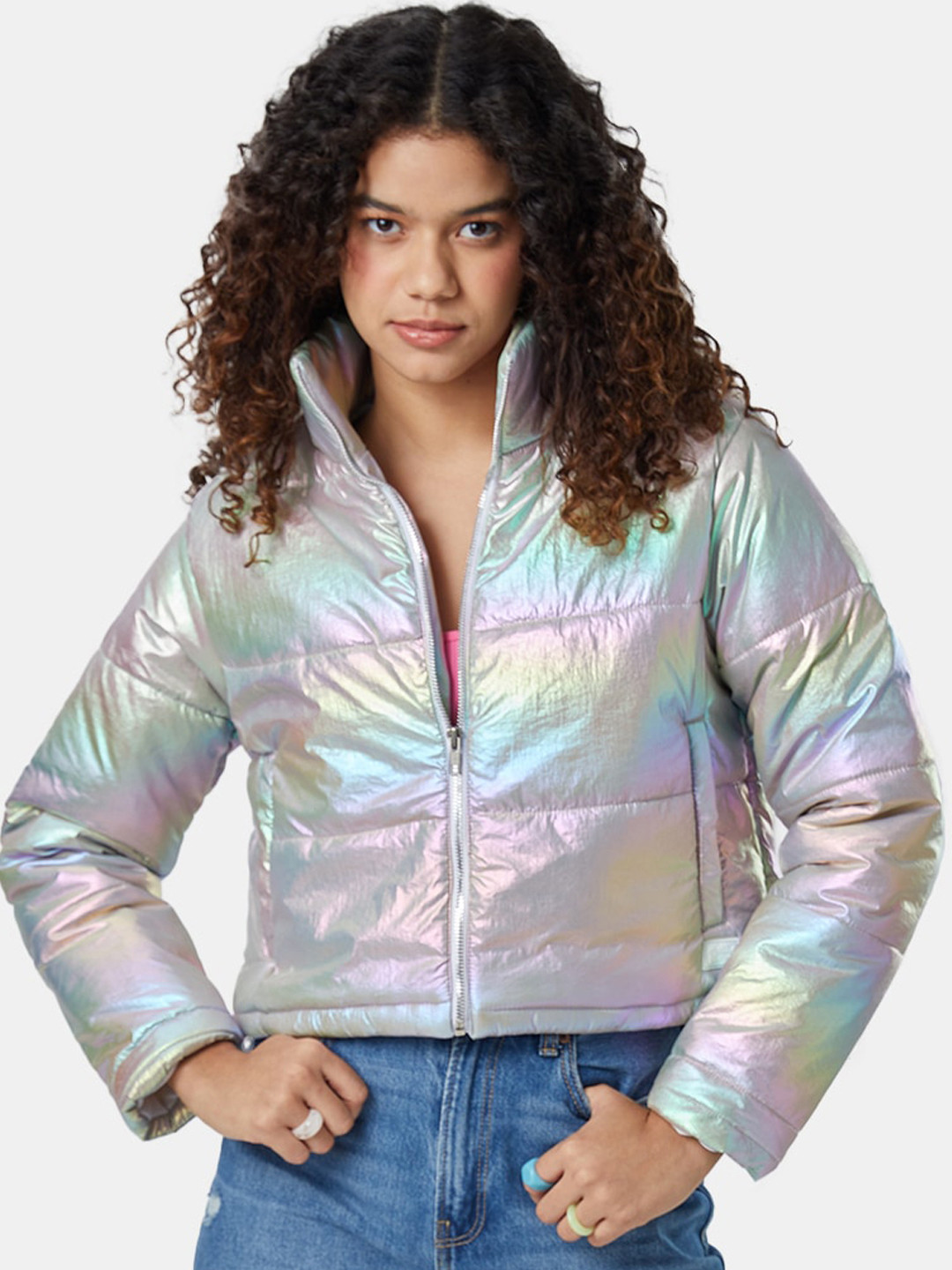 The Souled Store Women Crop Puffer Jacket