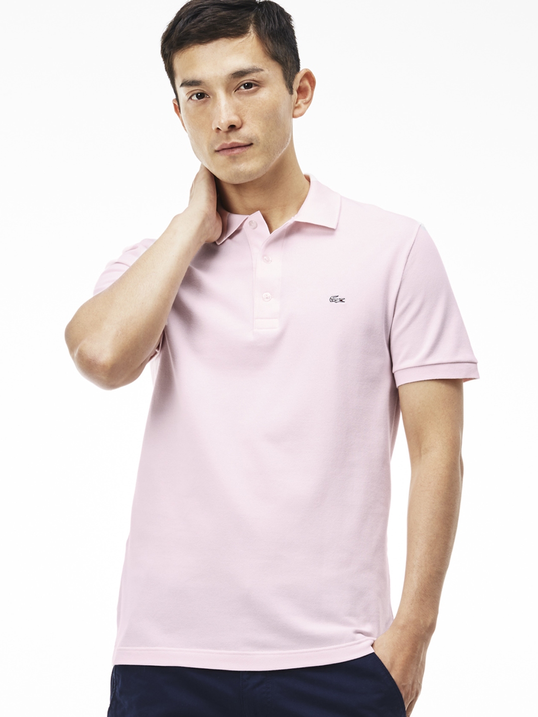mens pink lacoste t shirt
