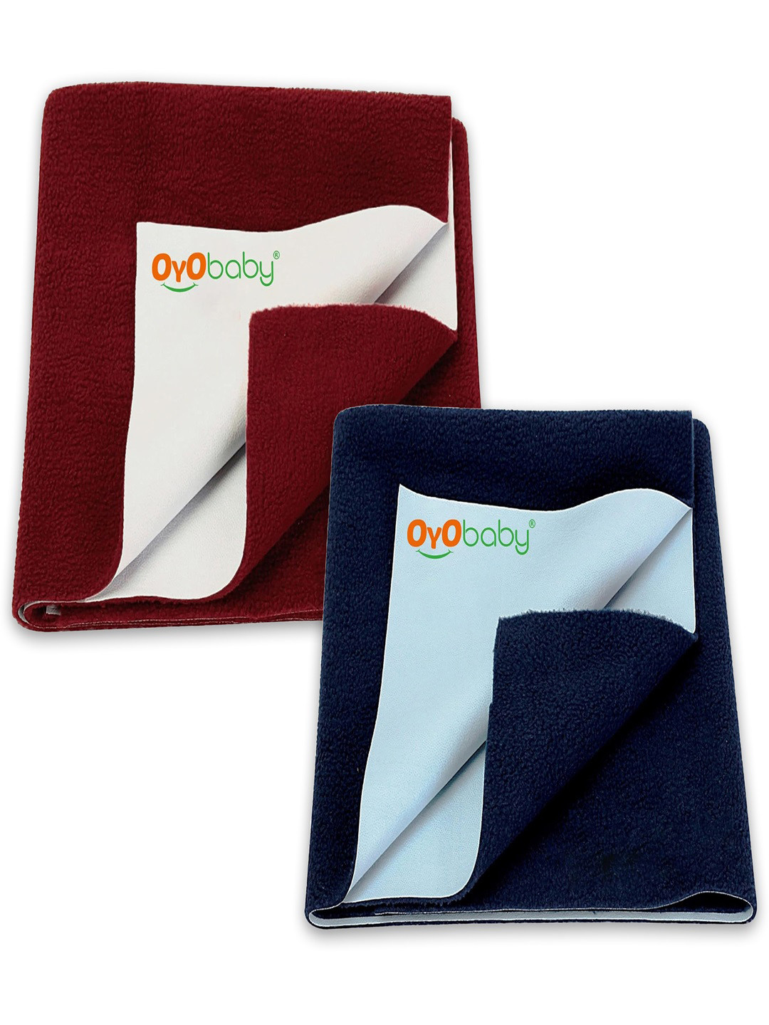 OyO Baby Pack of 2 Blue & Maroon Waterproof Dry sheet Polycotton Mattress Protector