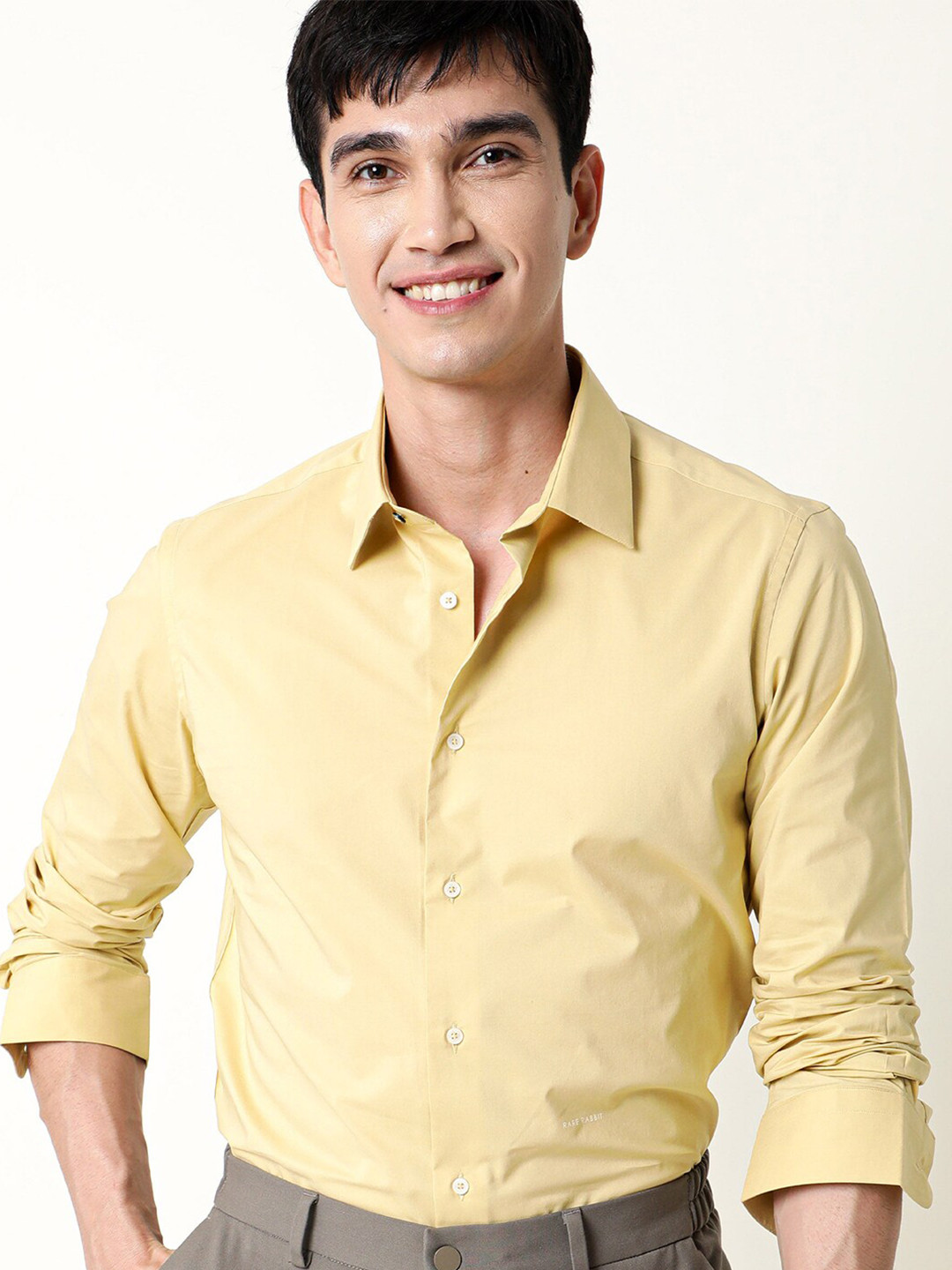 RARE RABBIT Men Neutro Cotton Solid Slim Fit Shirt