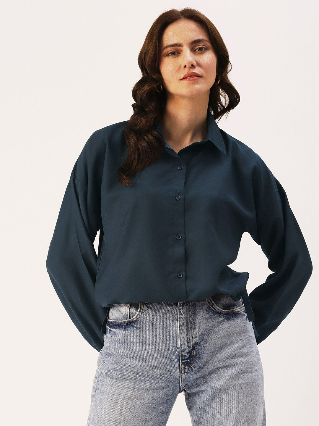 DressBerry Cuffed Sleeve Shirt Style Top