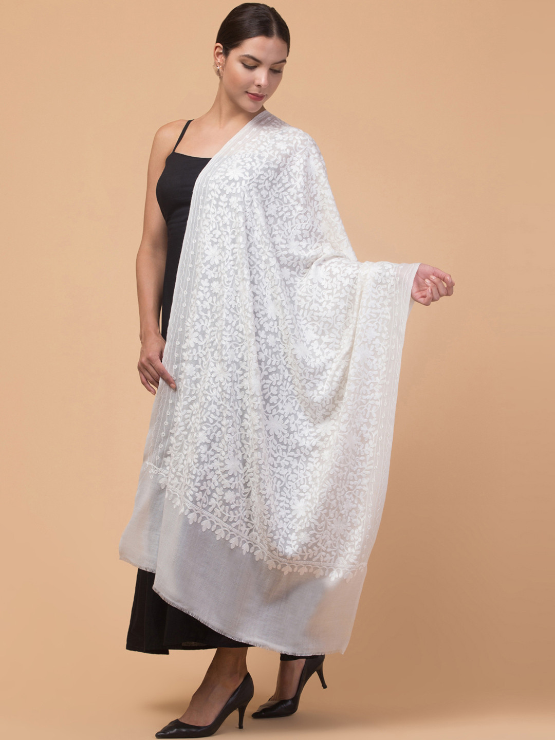 Tweedle Women Jaal Embroidered Pure Wool Shawl
