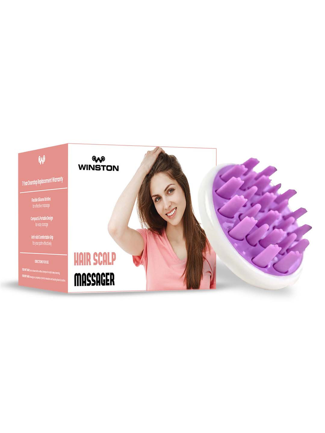 WINSTON Silicone Hair Scalp Massager & Anti Dandruff Shampoo Brush for Blood Circulation
