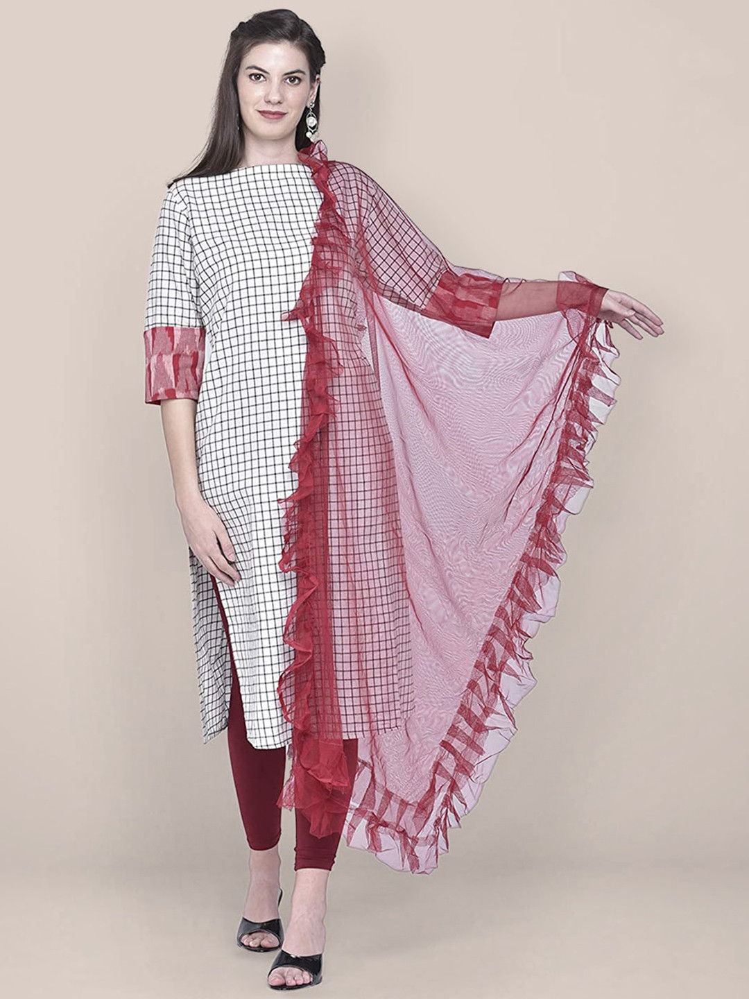 Dupatta Bazaar Net Dupatta With Ruffles