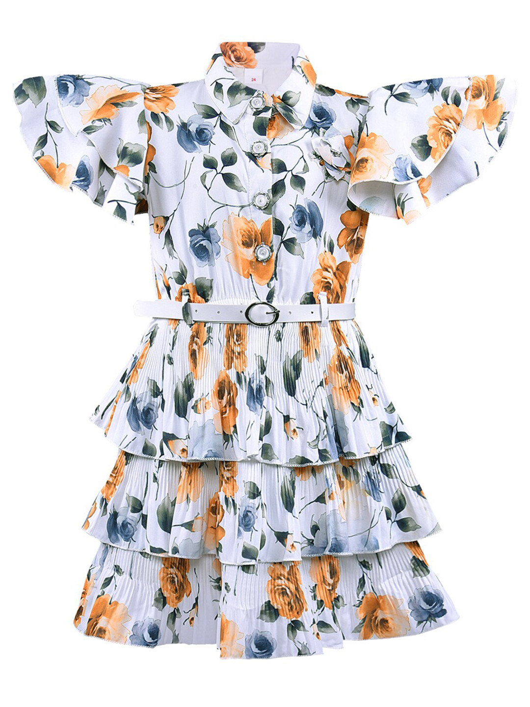 Wish Karo Printed Floral Layered Georgette A-Line Dress