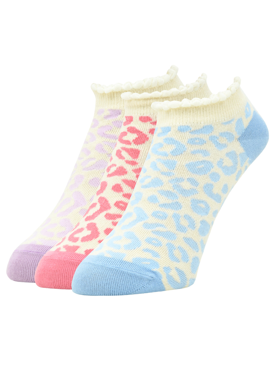 DressBerry Women Pack Of 3 Animal Print Lowcut Cotton Ankle-Length Socks