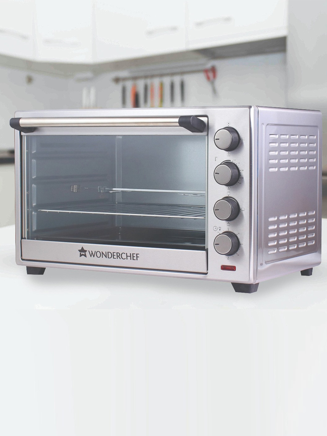 Wonderchef Silver Toned OTG Motorised Rotisserie 5 Stage Heat Selection 2000W 60 ltrs