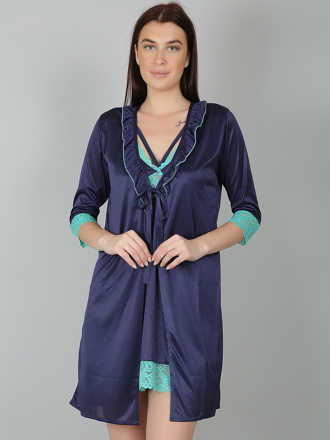 N-Gal Satin Nightdress With Robe