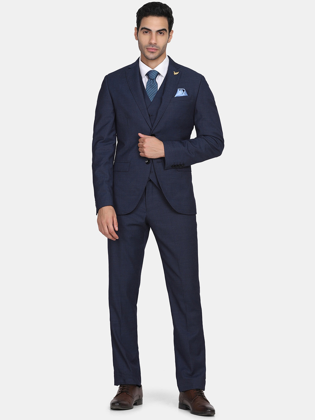 Blackberrys Men Printed Slim-Fit Single-Breasted 6-Piece Formal Suit