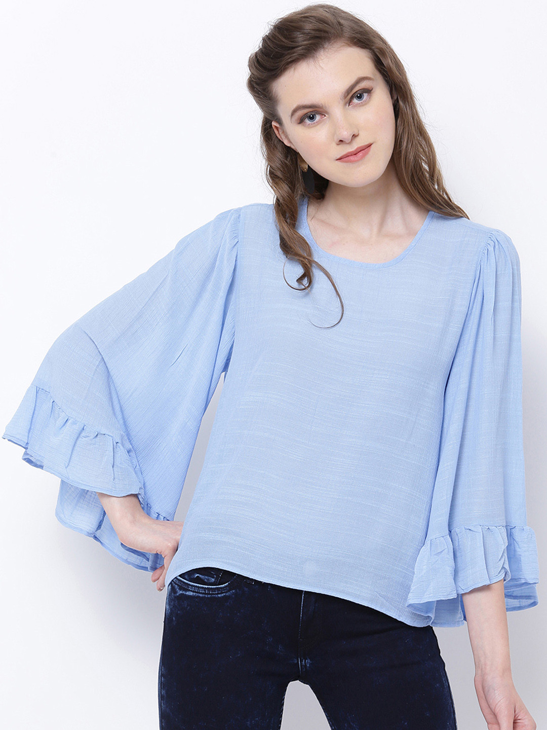 Tokyo Talkies Women Blue Solid Top