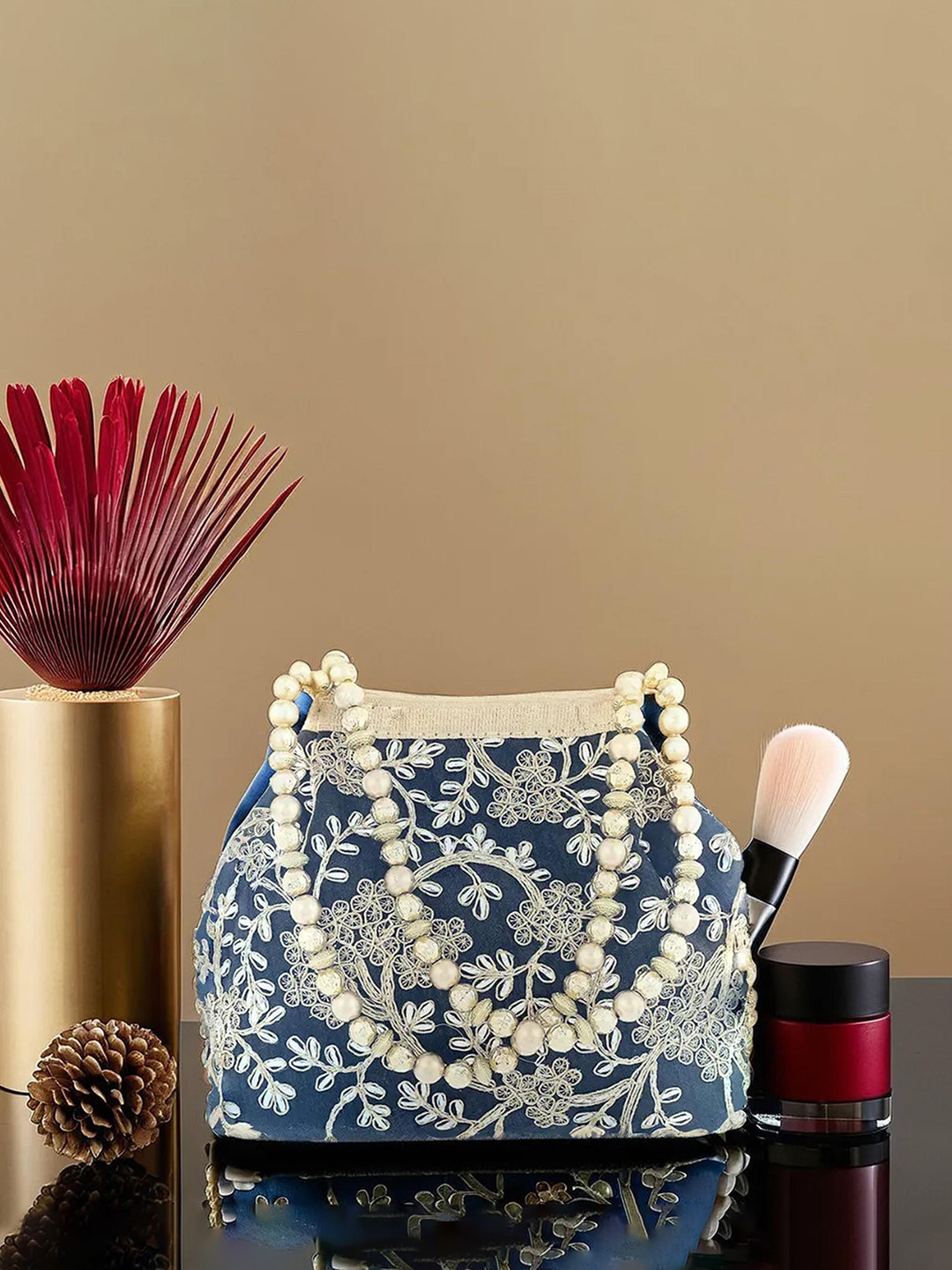 Kuber Industries Attractive Embroidery Potli Clutch & 3 Magnetic Locks