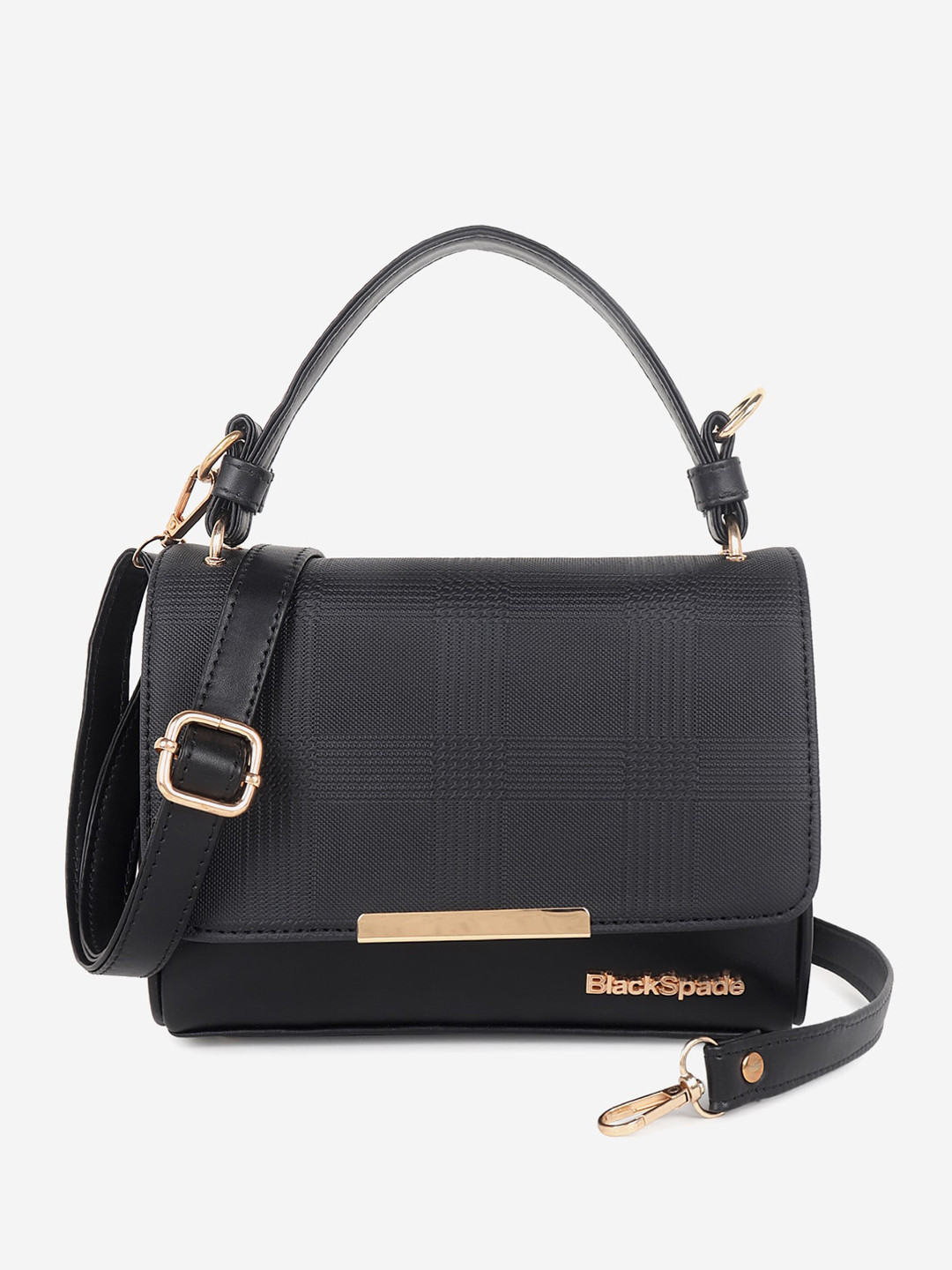 Black Spade Textured Structured Sling Bag