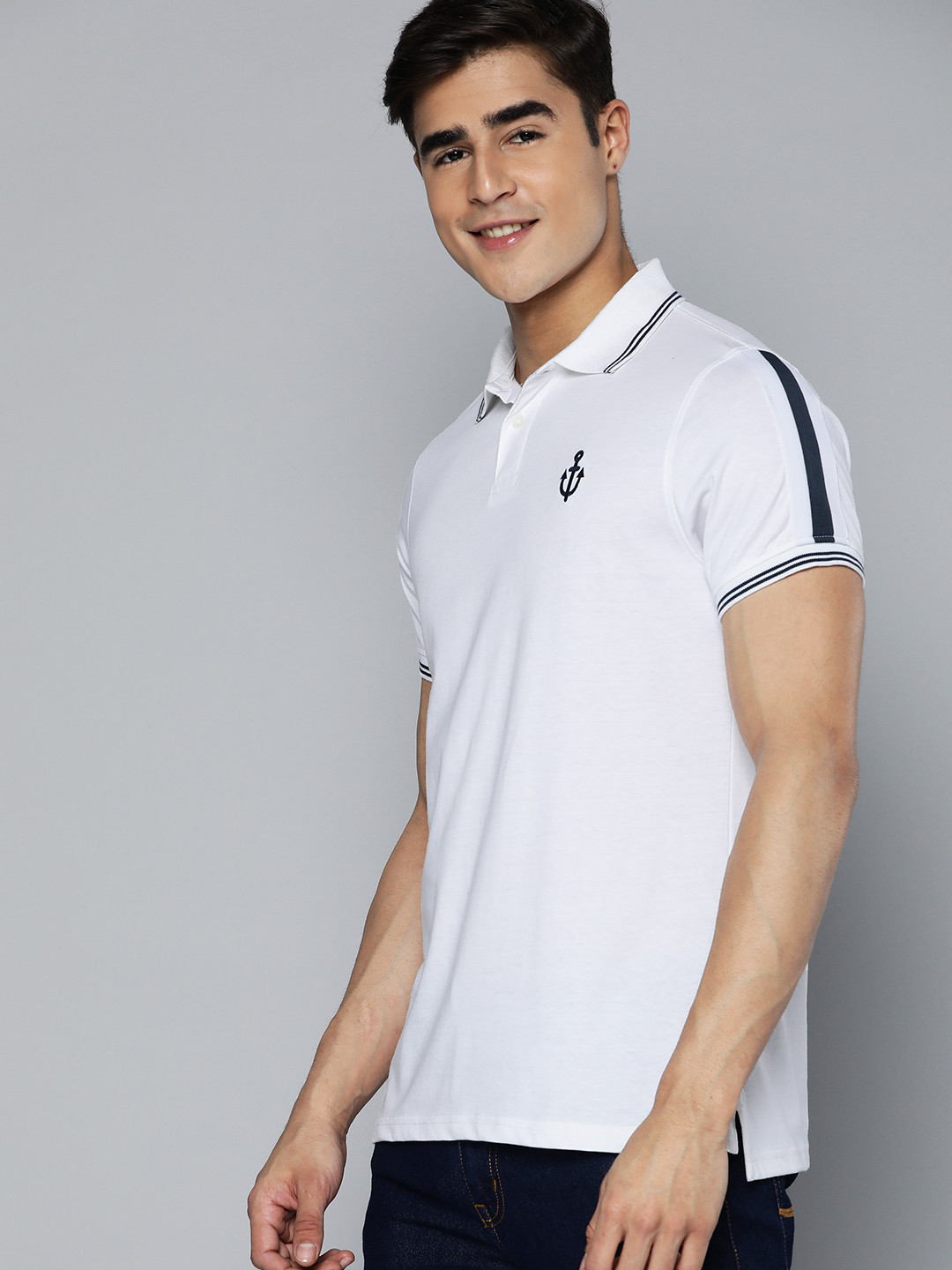 Mast & Harbour Brand Logo Applique Polo Collar T-shirt
