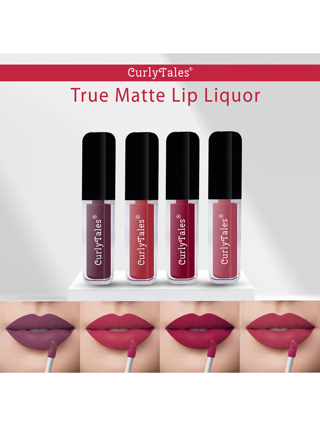 CurlyTales Set Of 4 No Crack No Flak Matte Liquid Lipsticks 12ml each