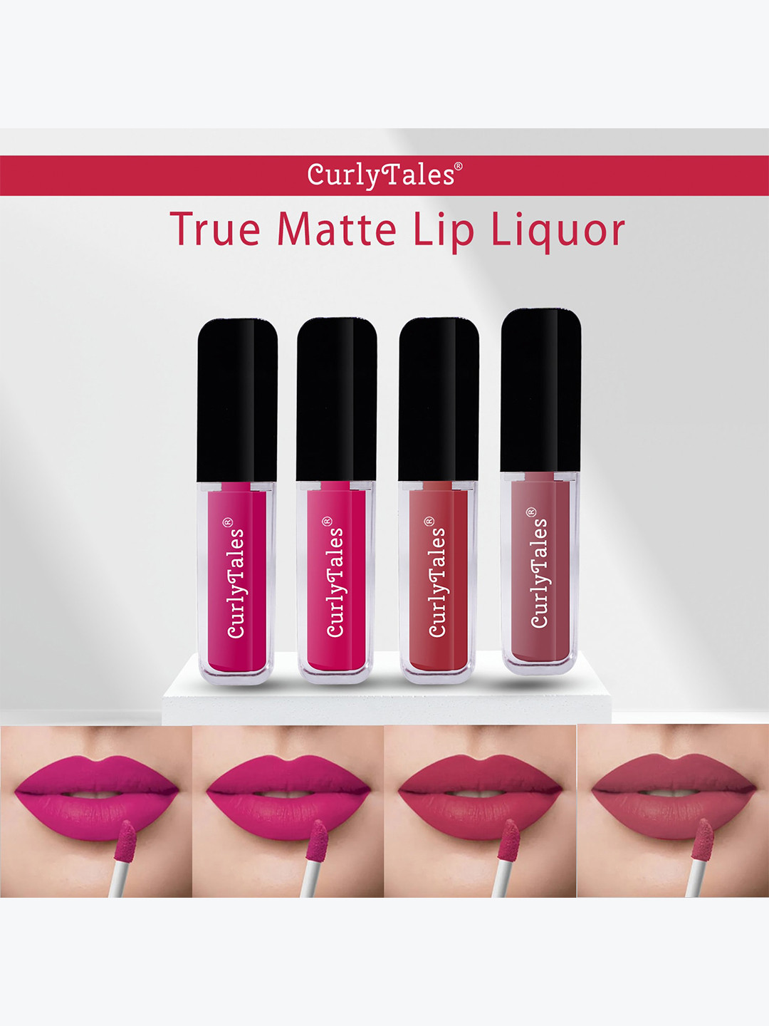 CurlyTales Set Of 4 Matte Smooth Light On Lips Liquid Lipsticks 12ml each