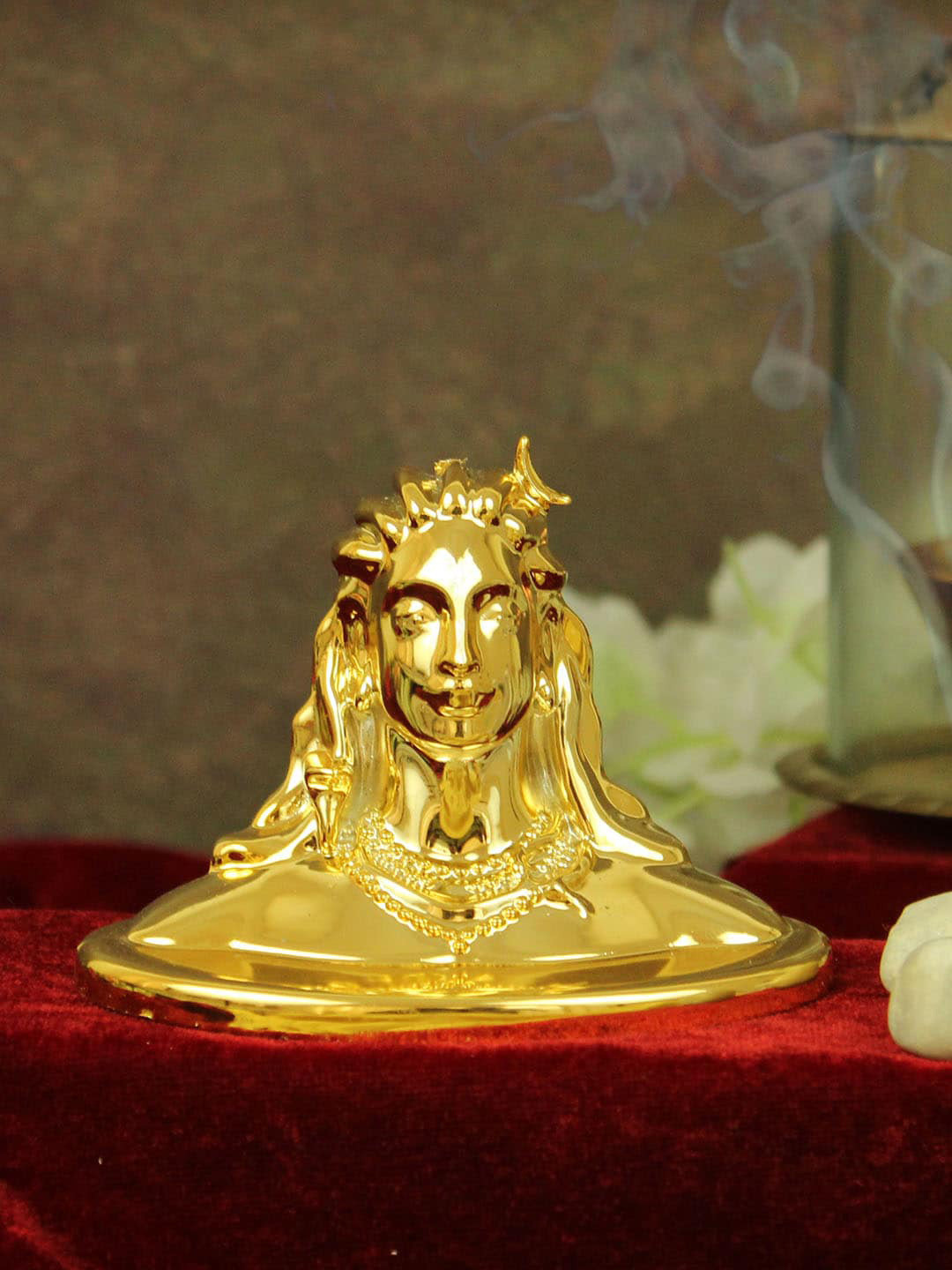 TIED RIBBONS Adiyogi Lord Shiva Gold Polyresin Natural Prayer Room Small Showpiece - 3 Inches