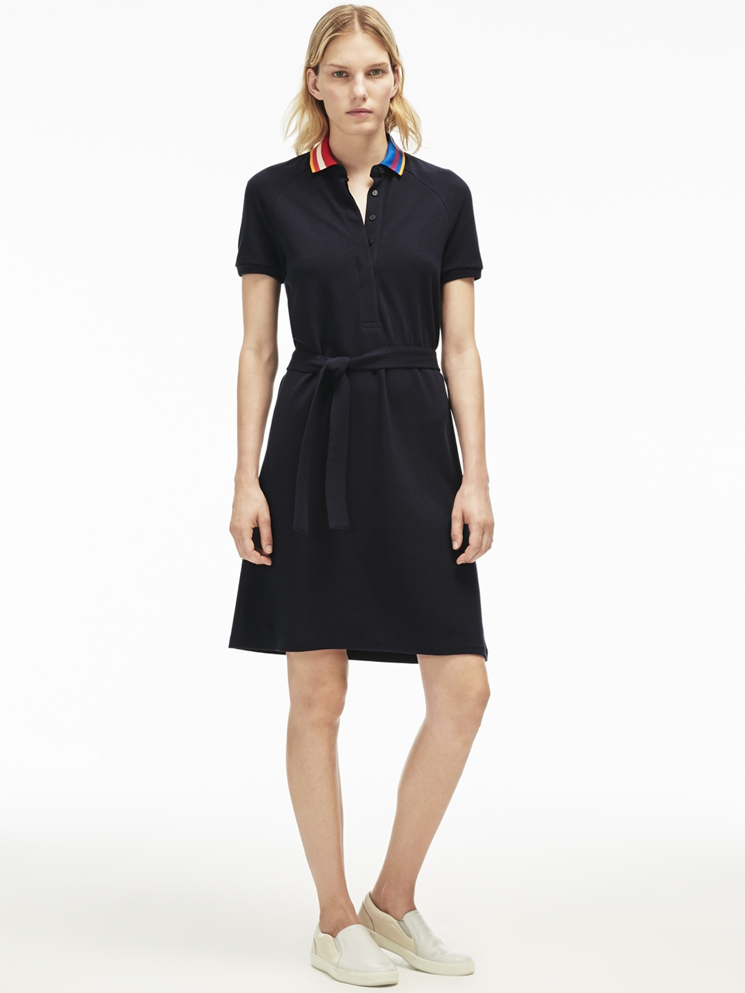 Lacoste Women Navy Blue Solid A Line Dress Dresses For Image