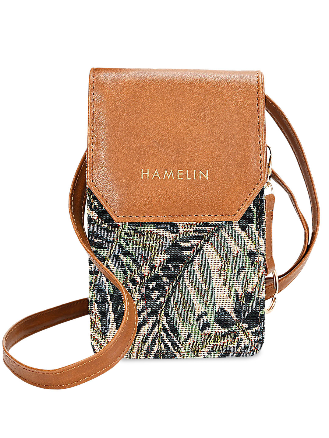 Hamelin Green Maple Crossbody Flap Mobile Sling Bag