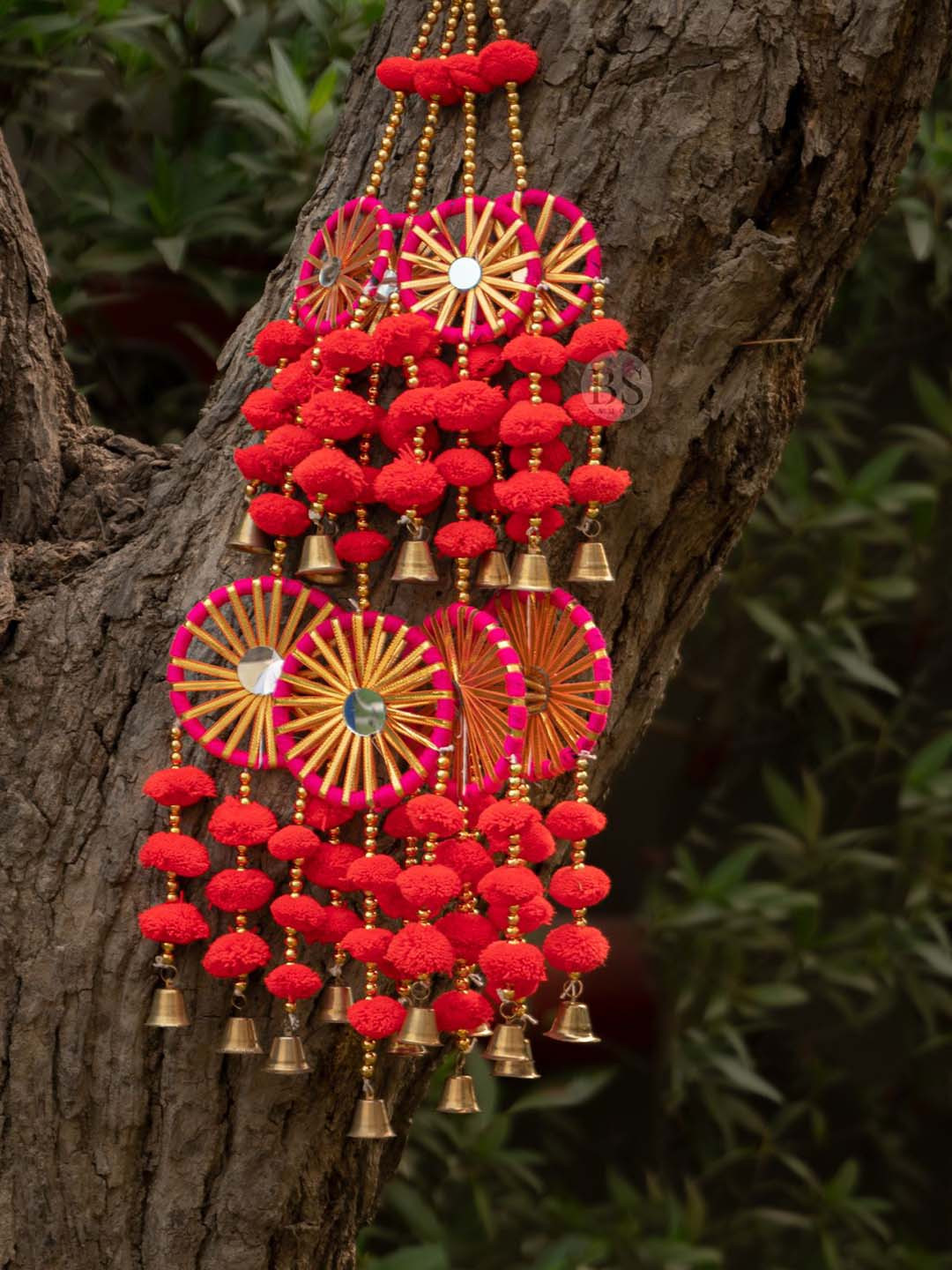 BS AMOR Set Of 4 Red & Gold-Toned Self-Design Hanging Toran