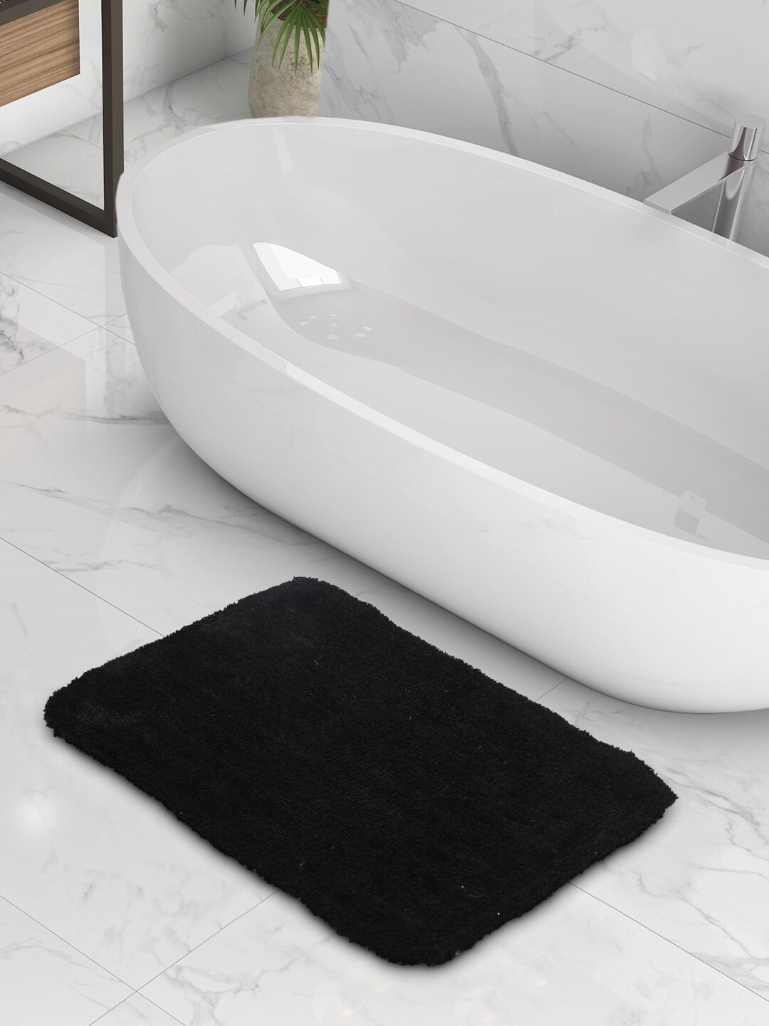 SASHAA WORLD Black Set Of 2 Anti-Skid Bath Rugs