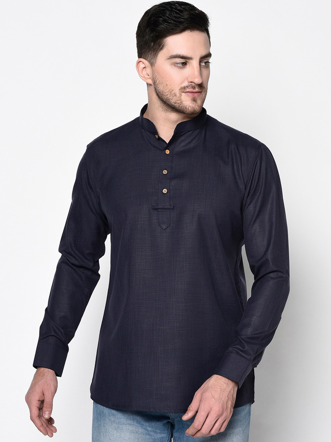 TABARD Mandarin Collar Indigo Cotton Kurta
