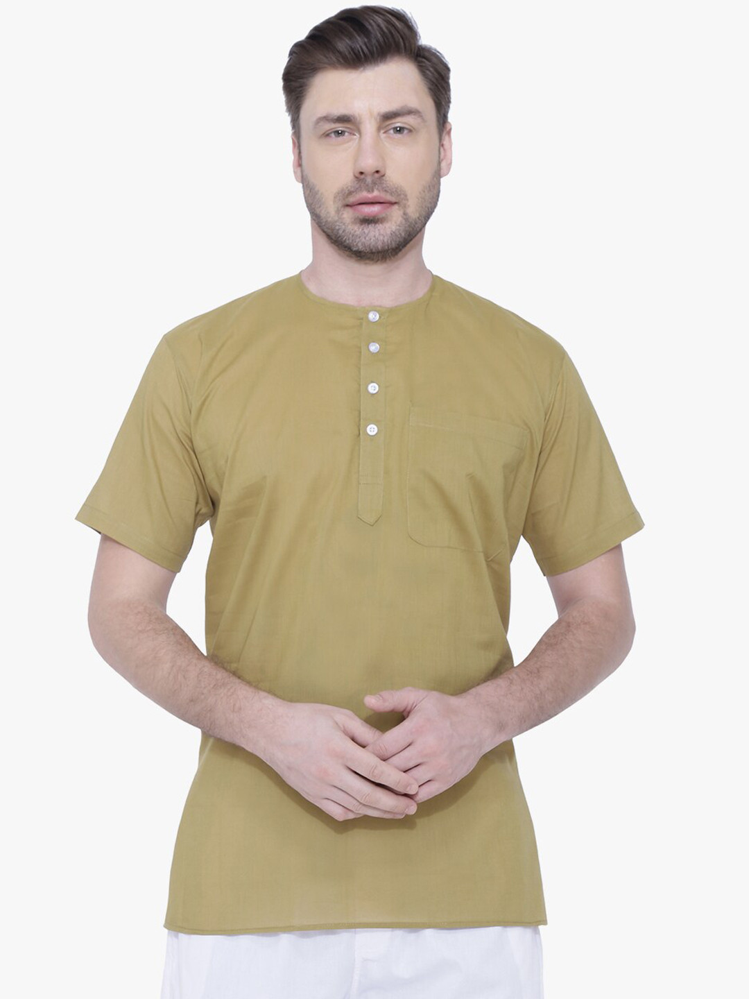 RAJUBHAI HARGOVINDAS Men Mandarin Collar Cotton Kurta