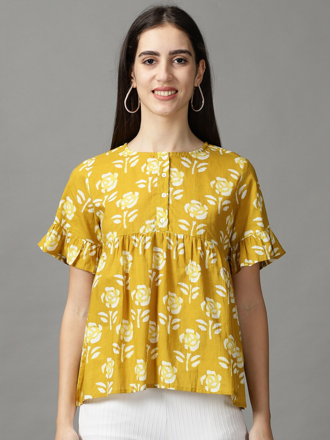 SHOWOFFFF Women Floral Printed Empire Top