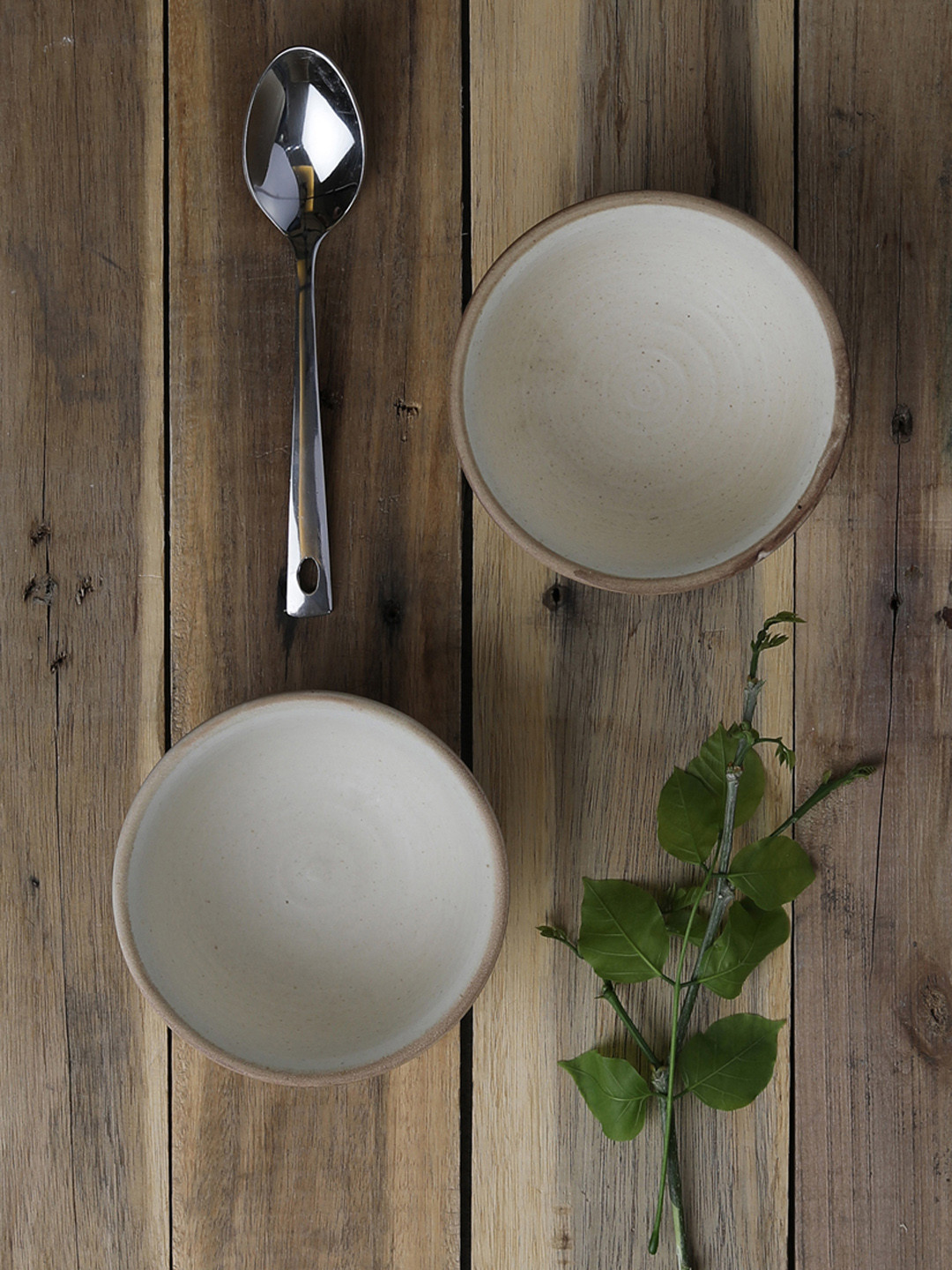 MIAH Decor Off-White Set of 4 Handcrafted Ceramic Dinner Bowls