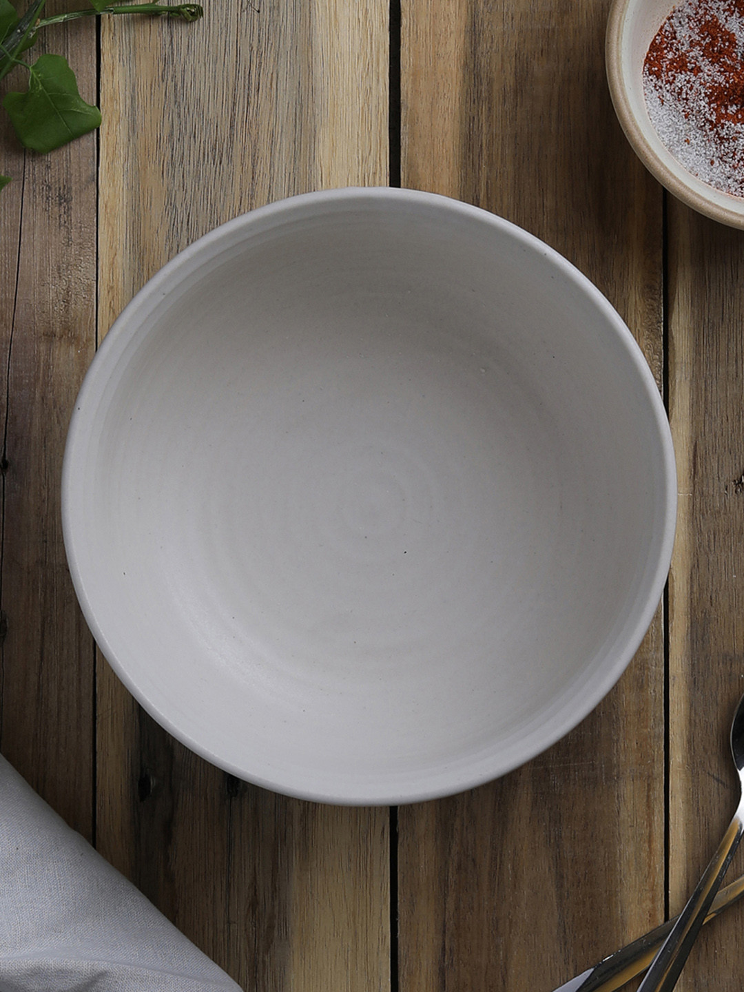 MIAH Decor Off-White Set of 2 Handcrafted Ceramic Serving Bowl