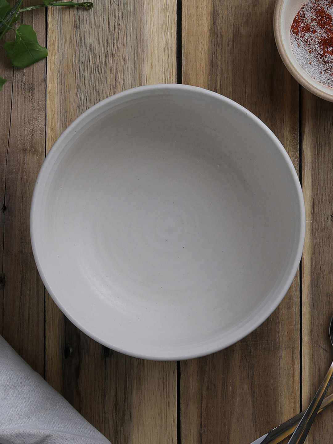 MIAH Decor Off-White Set of 2 Handcrafted Ceramic Serving Bowl