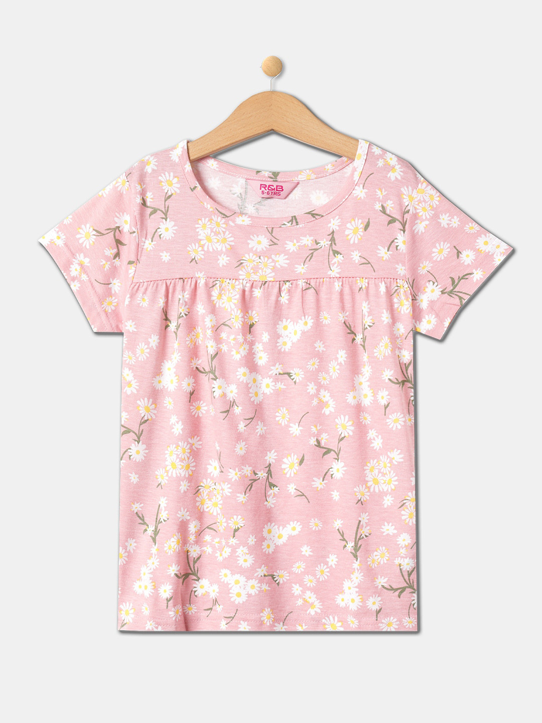 R&B Floral Printed Round Neck Pure Cotton Top