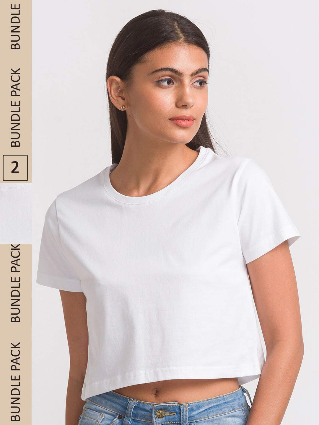 FashionRack Women White Cotton T-shirt Pack of 2