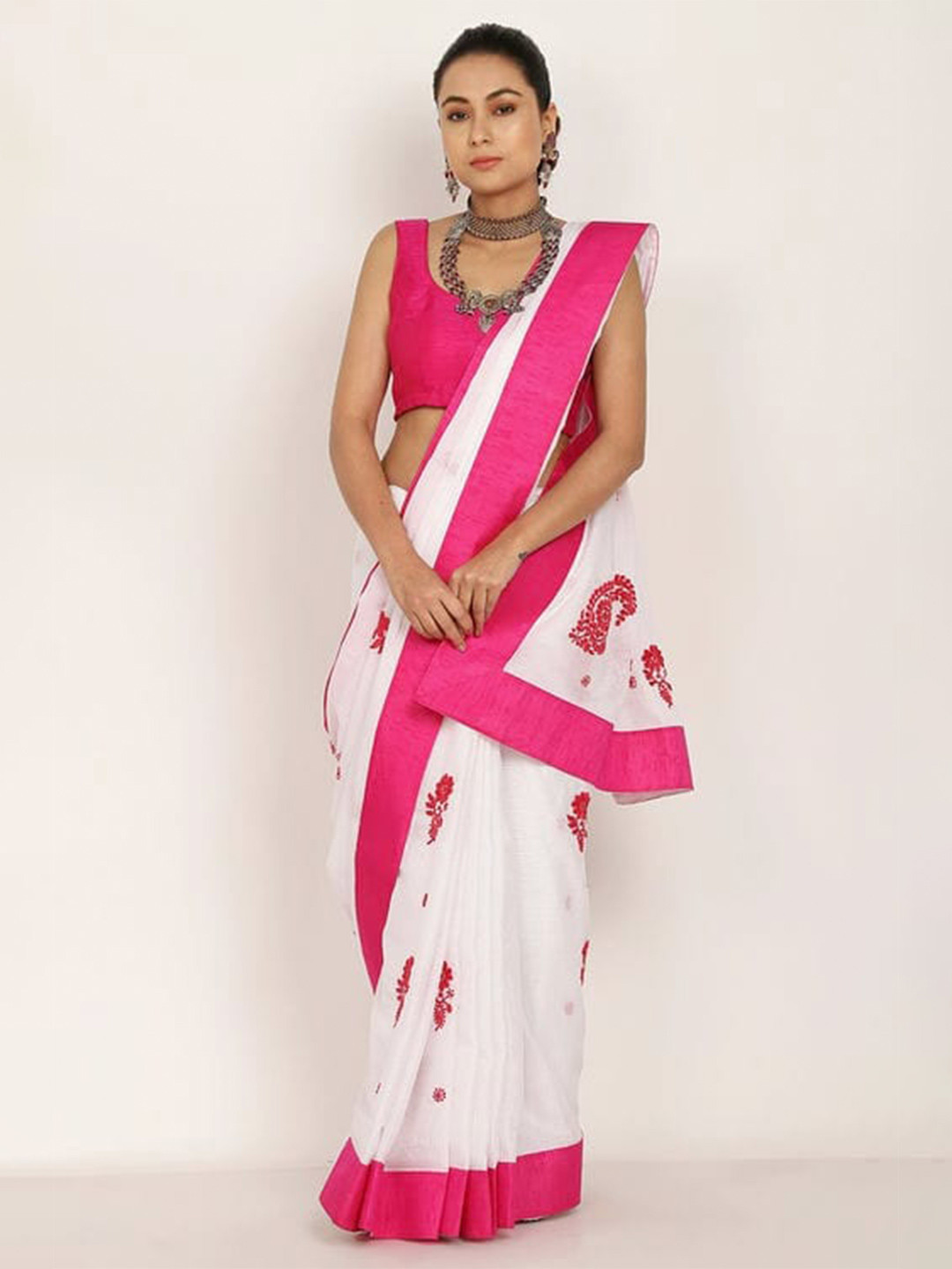 SHADES OF FAASHION Pure Cotton Chikankari Kota Saree