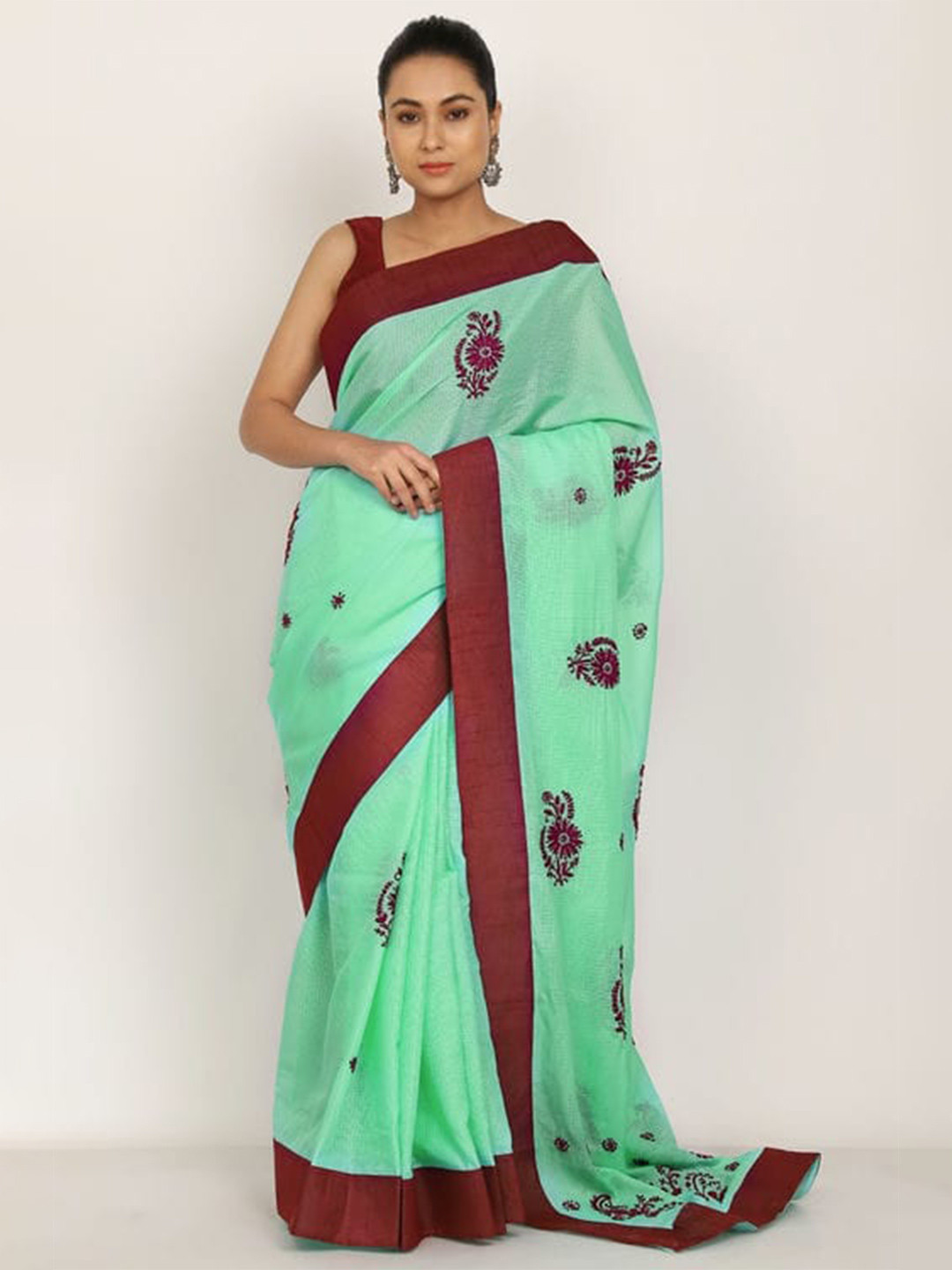 SHADES OF FAASHION Chikankari Pure Cotton Kota Saree