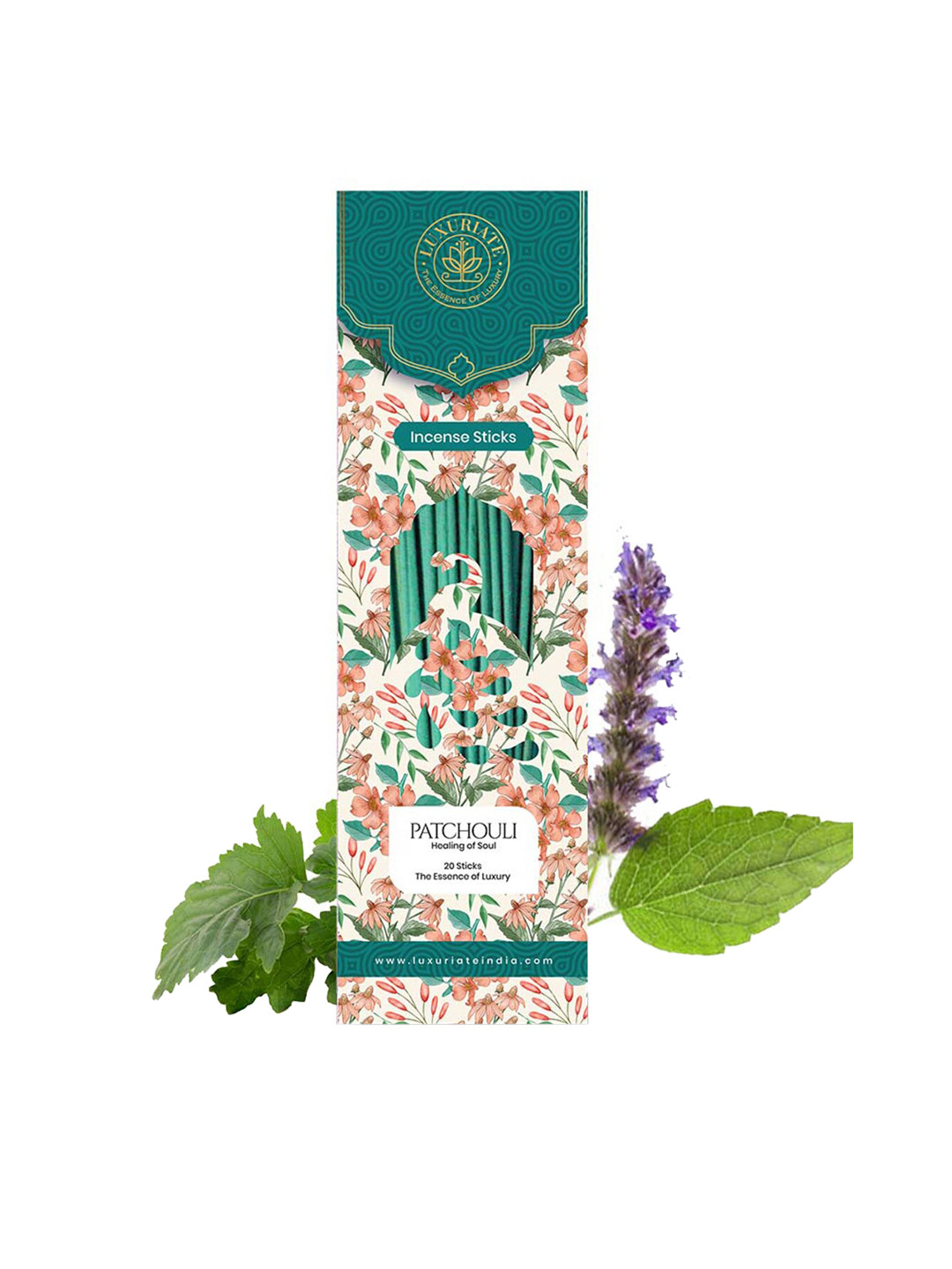 LUXURIATE Set Of 20 Patchouli Ayurvedic, Organic, Natural and Non-Toxic Incense Sticks