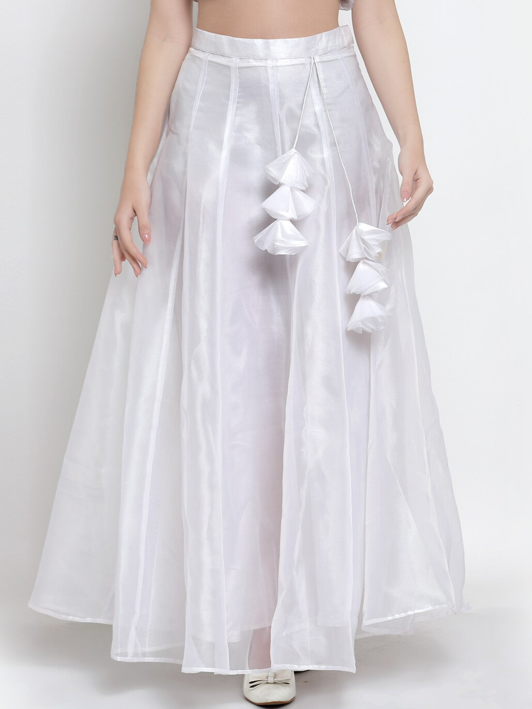 NEUDIS Solid Flared Maxi Lehenga Skirt