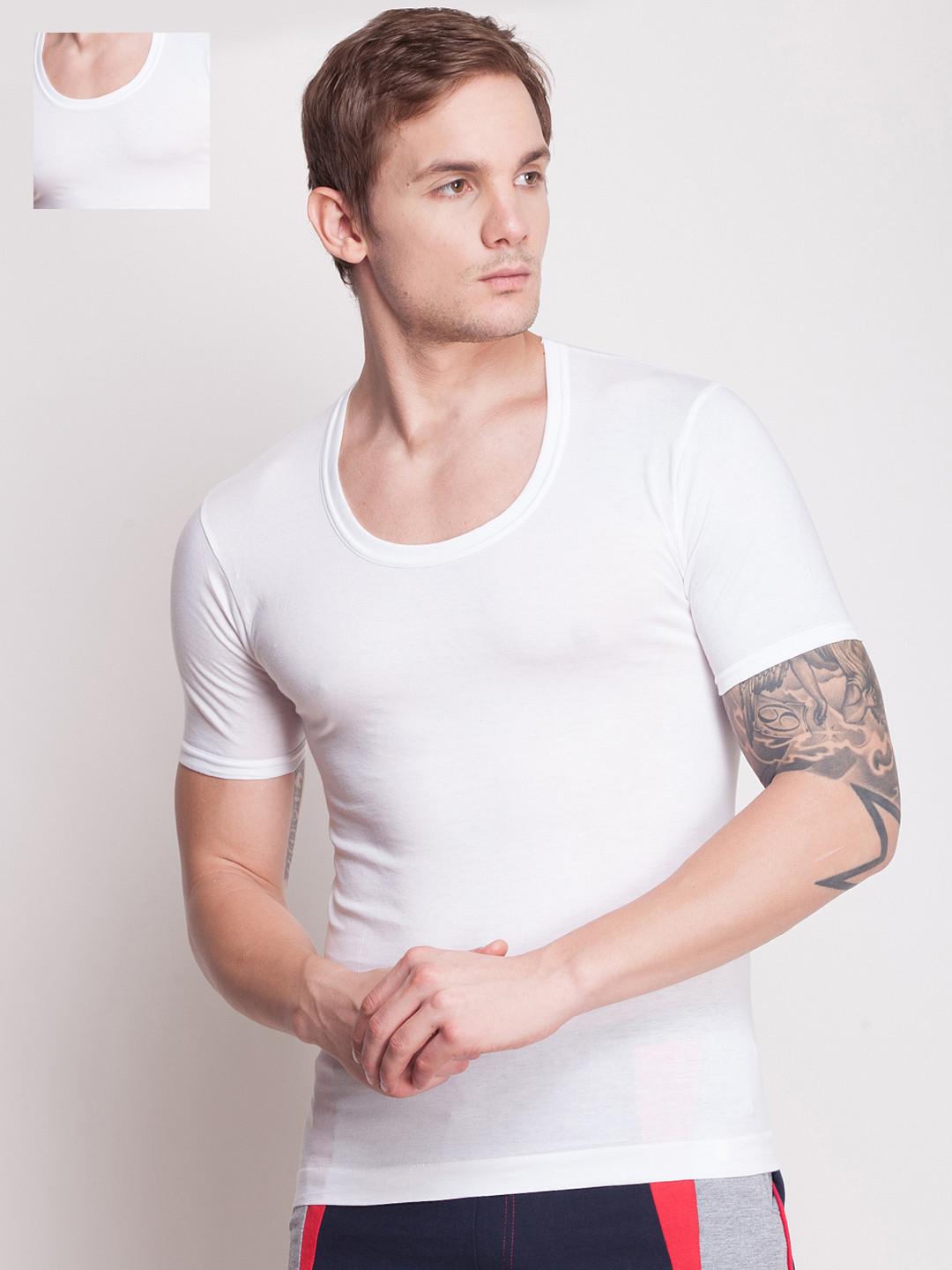 Force NXT Pack Of 2 Men Super Combed Cotton White Sleeved Vest