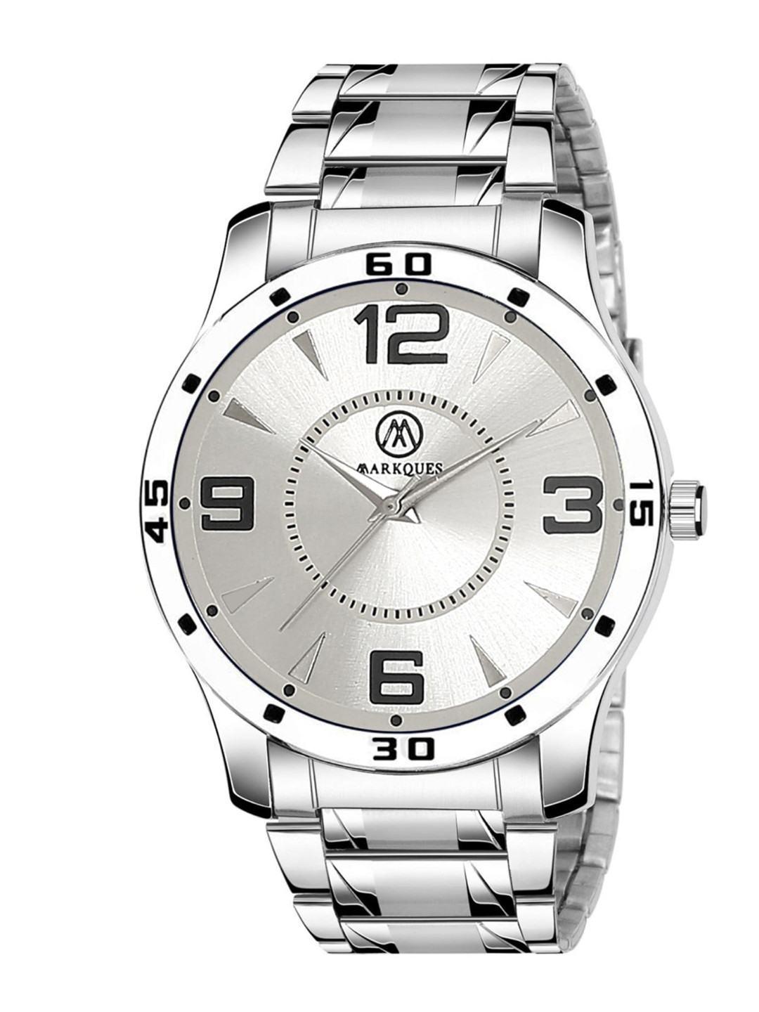 MARKQUES Men Silver Dial & Stainless Steel Straps Analogue Watch BON-770909-Silver