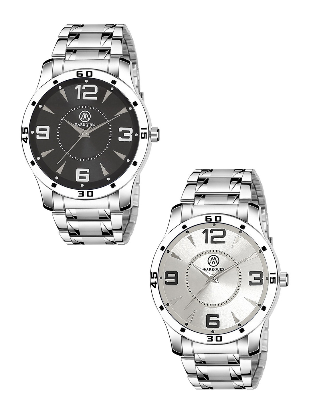 MARKQUES Men Pack Of 2 Dial & Stainless Steel Bracelet Strap Analogue Watch BON-77-01-09