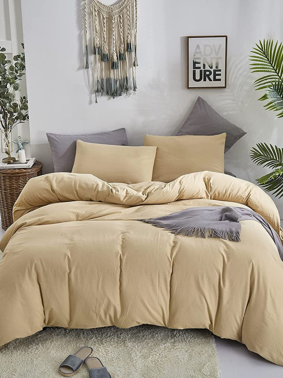 Sleeping Owls- because your sleep matters Beige Cotton 400 GSM Single Bed Comforter
