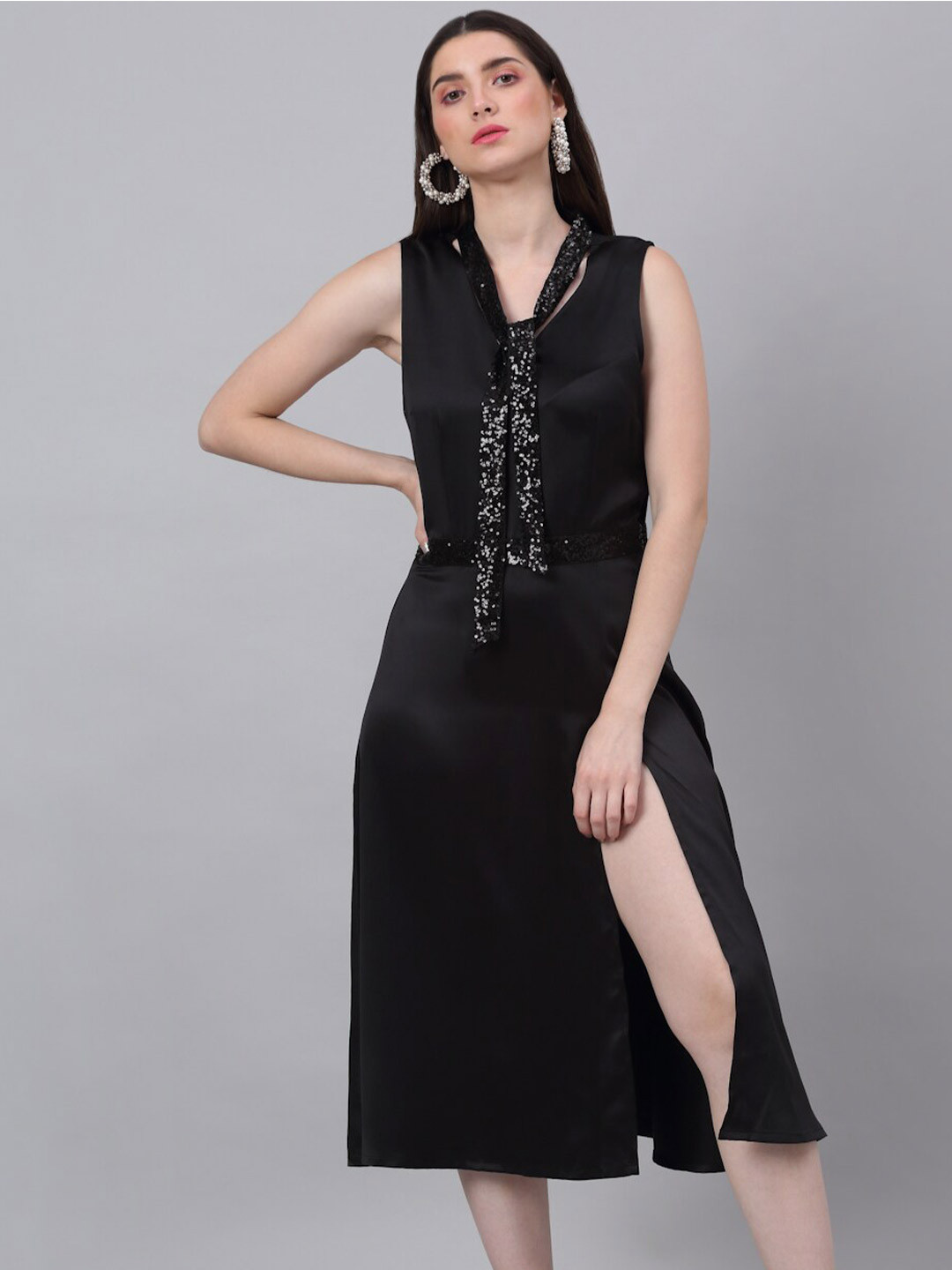 NEUDIS  Satin A-Line Midi Dress