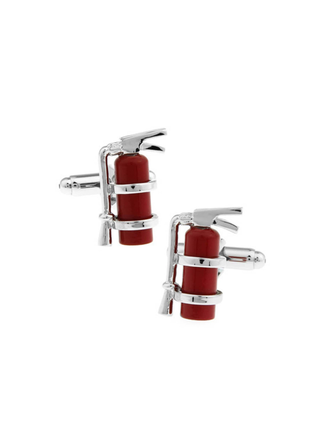The Tie Hub Red & Silver-Toned Cylinder Cufflink
