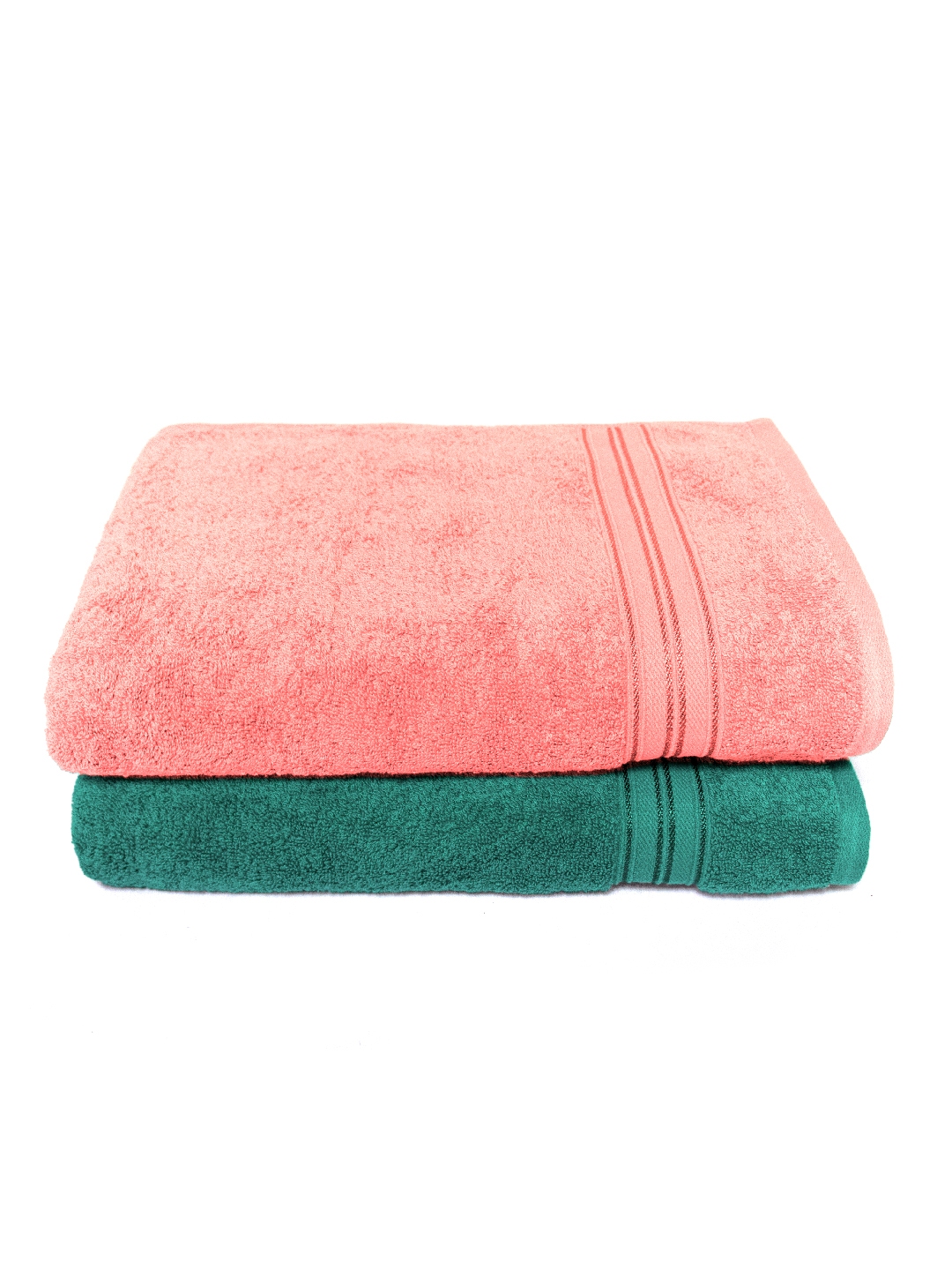 Haus & Kinder 500 GSM Bath Towel Set (Pink & Blue) - Set of 2